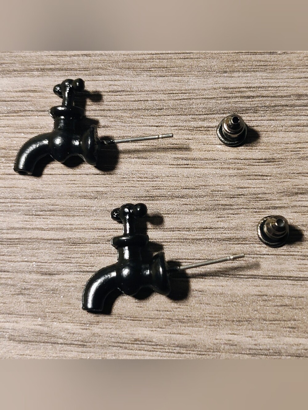 Black Faucet Tap Stud Earrings - Novelty Jewelry NWOT